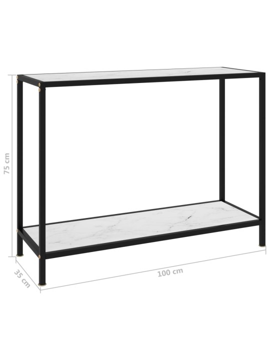 Konsolinis staliukas, baltas, 100x35x75cm, grūdintas stiklas