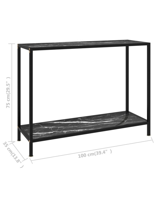 Konsolinis staliukas, juodas, 100x35x75cm, grūdintas stiklas