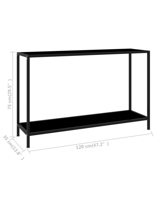 Konsolinis staliukas, juodas, 120x35x75cm, grūdintas stiklas