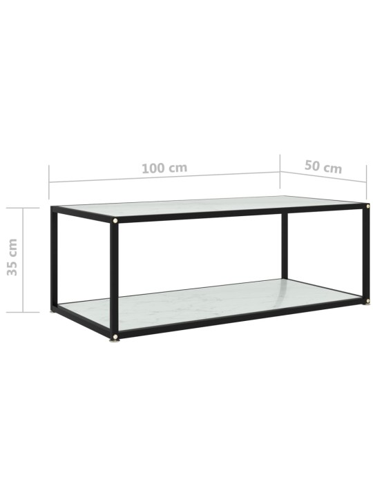 Kavos staliukas, baltas, 100x50x35cm, grūdintas stiklas