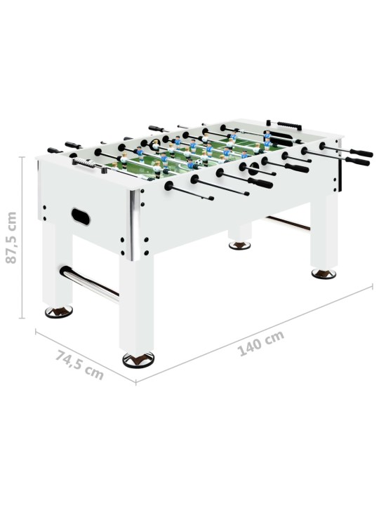 Stalo futbolo stalas, baltas, 140x74,5x87,5cm, plienas, 60kg