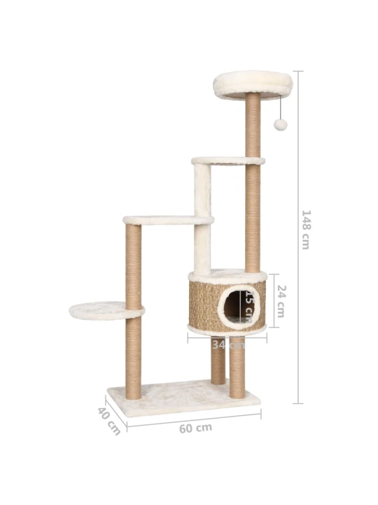 Draskyklė katėms su pagalvėle ir stovu, 148cm, jūros žolė