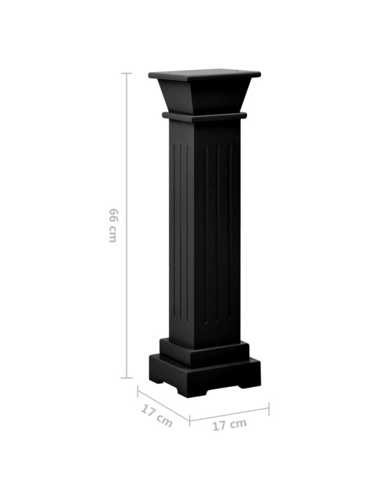 Stovas augalams-stačiakampė kolona, juodas, 17x17x66cm, MDF
