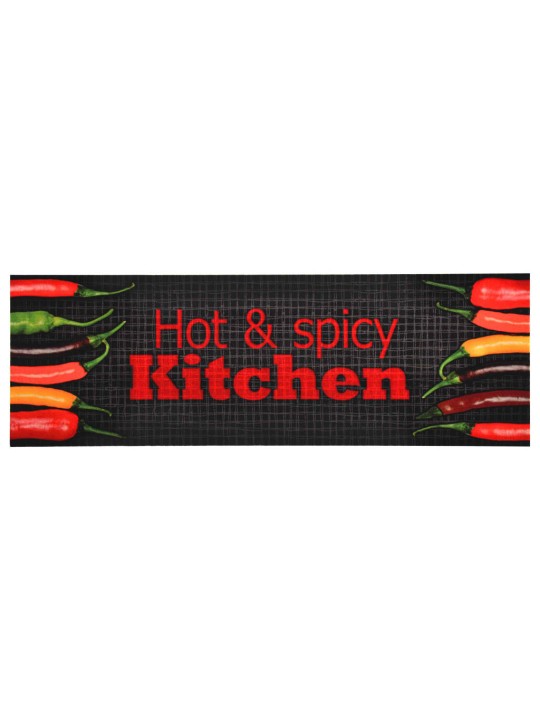 Virtuvės kilimėlis, 60x180cm, plaunamas, su užrašu Hot & Spicy