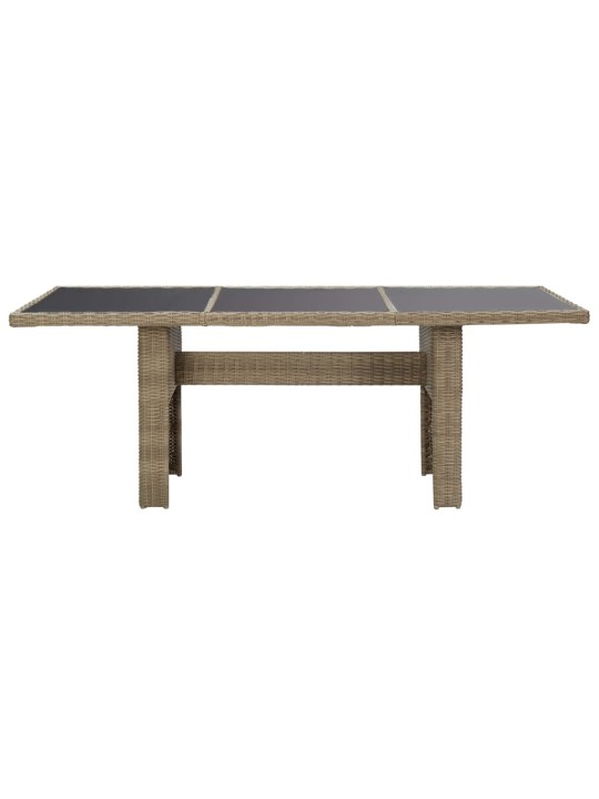 Sodo valgomojo stalas, rudas, 200x100x74cm, stiklas/poliratanas