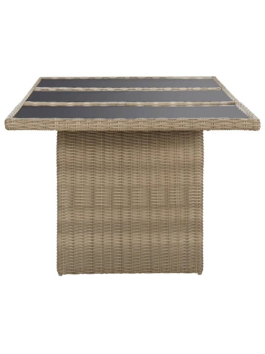 Sodo valgomojo stalas, rudas, 200x100x74cm, stiklas/poliratanas