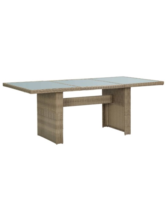 Sodo valgomojo stalas, rudas, 200x100x74cm, stiklas/poliratanas