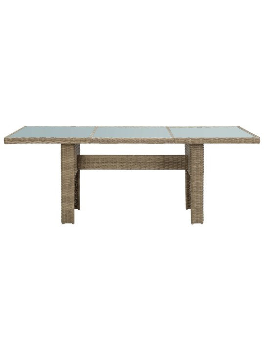 Sodo valgomojo stalas, rudas, 200x100x74cm, stiklas/poliratanas