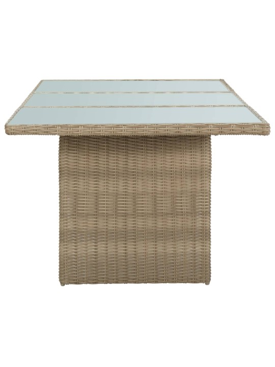 Sodo valgomojo stalas, rudas, 200x100x74cm, stiklas/poliratanas