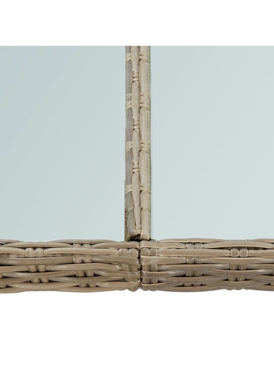 Sodo valgomojo stalas, rudas, 200x100x74cm, stiklas/poliratanas