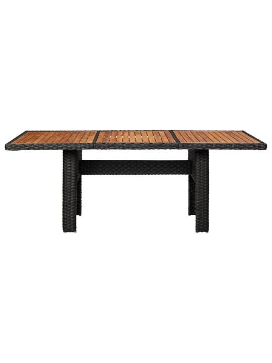 Sodo valgomojo stalas, juodas, 200x100x74cm, poliratanas