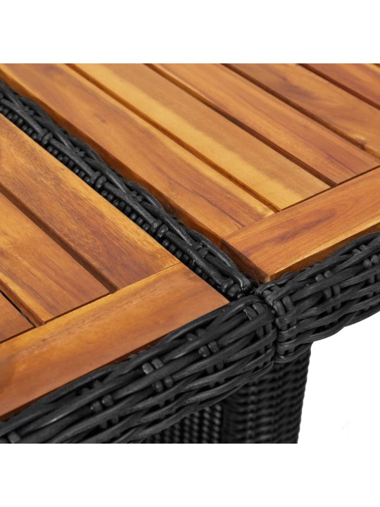 Sodo valgomojo stalas, juodas, 200x100x74cm, poliratanas