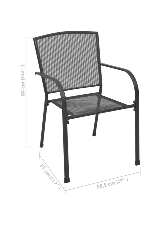 Lauko kėdės, 4vnt., antracito, plienas, tinklinio dizaino