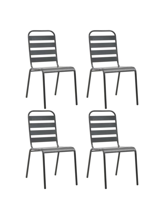 Lauko kėdės, 4vnt., pilkos, plienas, lentjuosčių dizaino