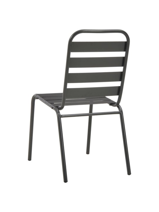 Lauko kėdės, 4vnt., pilkos, plienas, lentjuosčių dizaino