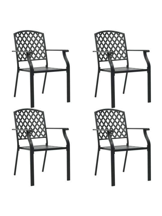 Lauko kėdės, 4vnt., juodos spalvos, plienas, tinklinio dizaino