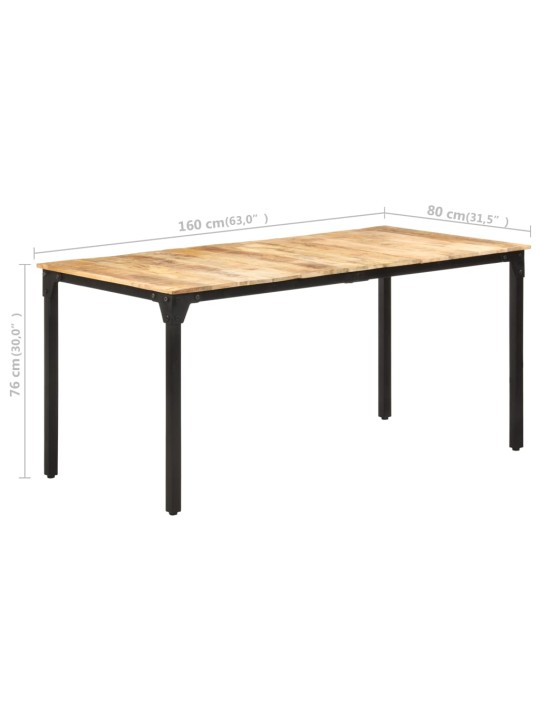 Valgomojo stalas, 160x80x76cm, neapdorota mango mediena
