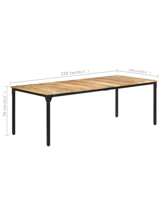 Valgomojo stalas, 220x100x76cm, neapdorota mango mediena