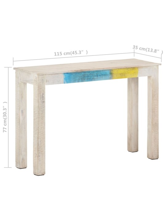 Konsolinis staliukas, baltas, 115x35x77cm, mango mediena