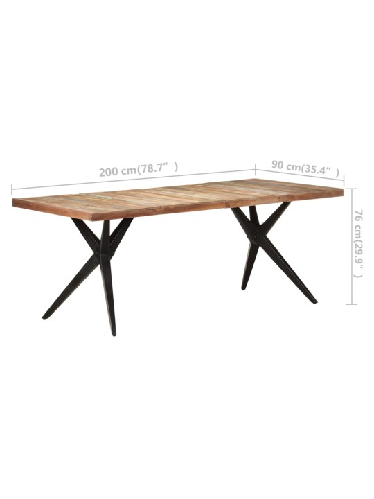 Valgomojo stalas, 200x90x76cm, perdirbtos medienos masyvas