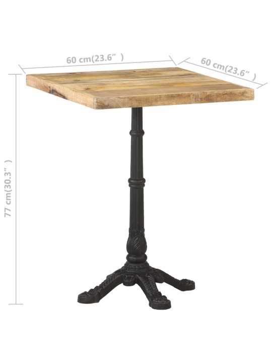 Bistro staliukas, 60x60x77cm, neapdorota mango mediena