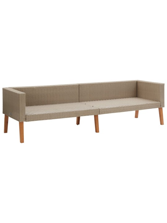 Trivietė sodo sofa su pagalvėlėmis, smėlio spalvos, poliratanas