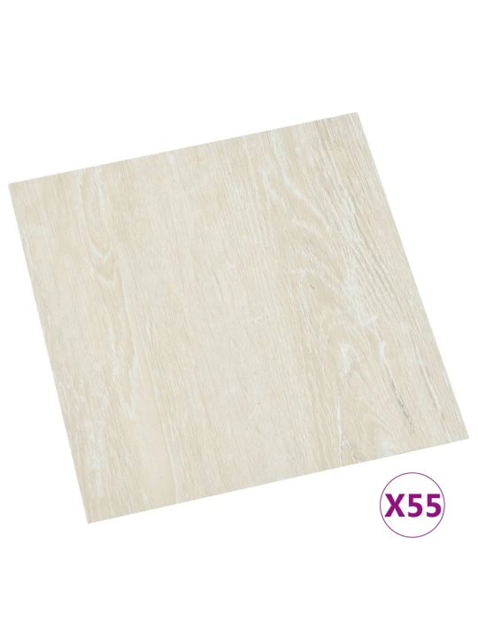 Grindų plokštės, 55vnt., kreminės, 5,11m², PVC, prilimpančios