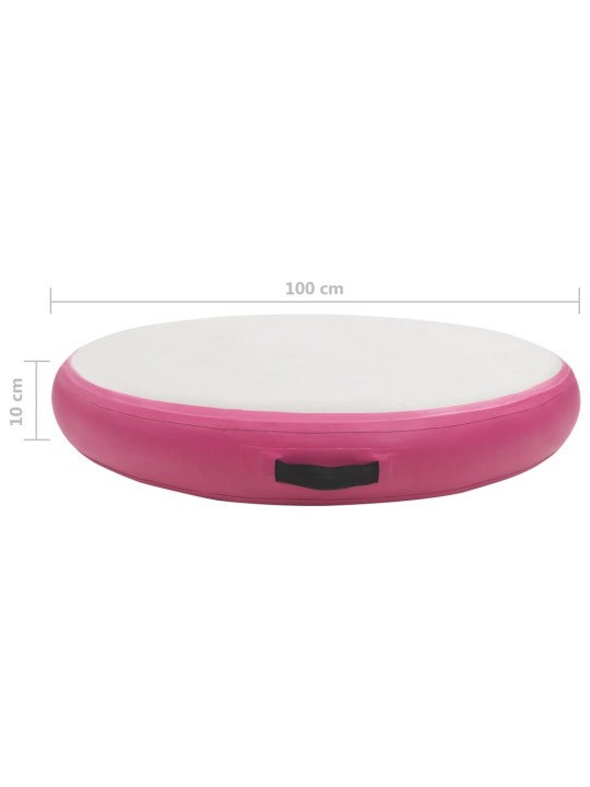 Gimnastikos kilimėlis su pompa, rožinis, 100x100x10cm, PVC