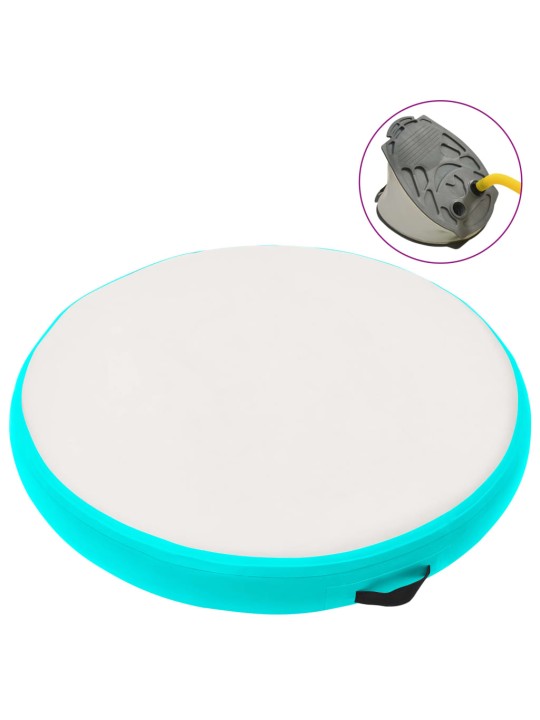 Gimnastikos kilimėlis su pompa, žalias, 100x100x15cm, PVC