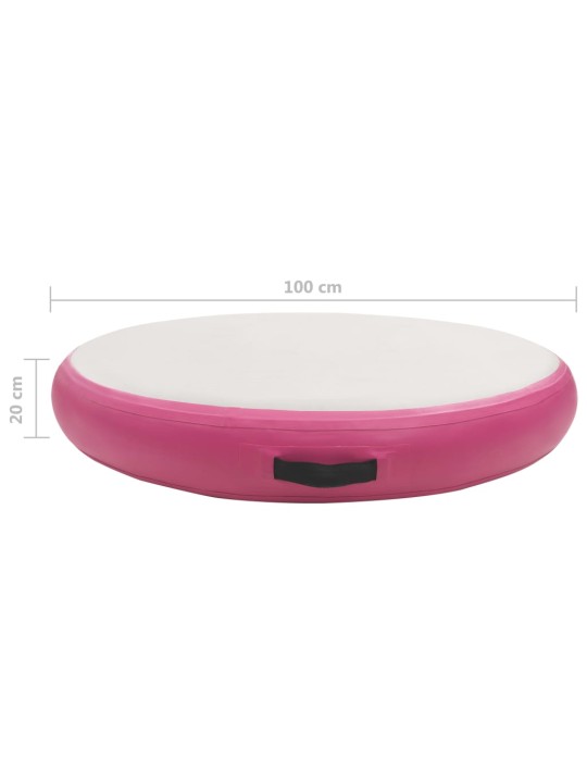 Gimnastikos kilimėlis su pompa, rožinis, 100x100x20cm, PVC