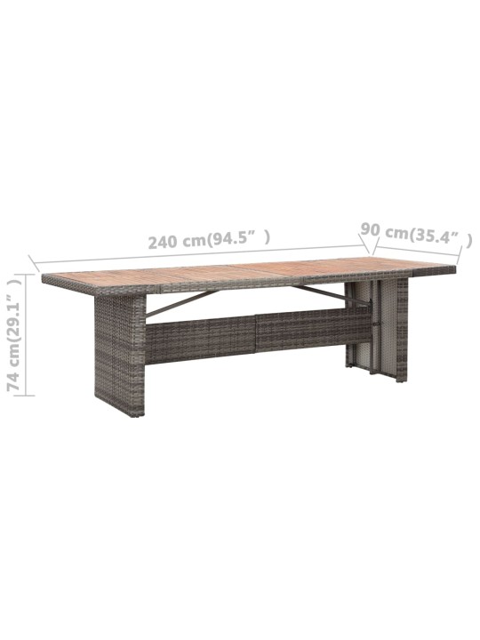 Sodo stalas, 240x90x74cm, poliratanas ir akacijos med. masyvas