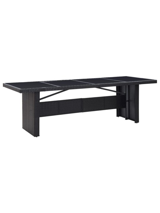 Sodo stalas, juodas, 240x90x74cm, poliratanas ir stiklas