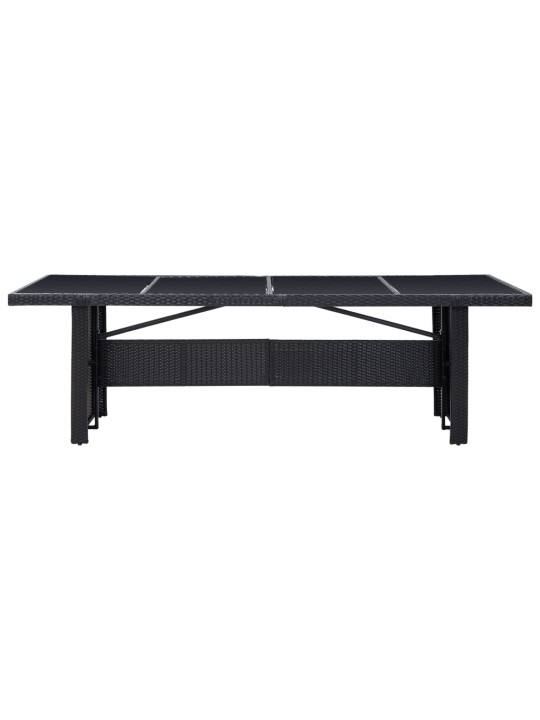 Sodo stalas, juodas, 240x90x74cm, poliratanas ir stiklas