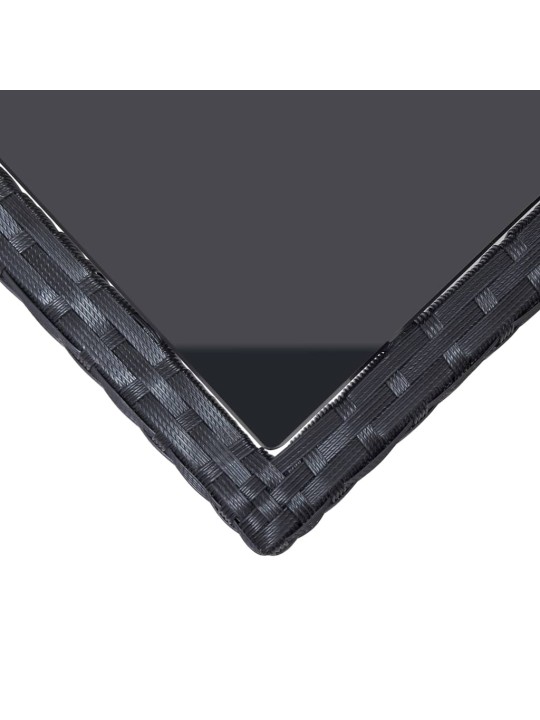 Sodo stalas, juodas, 240x90x74cm, poliratanas ir stiklas