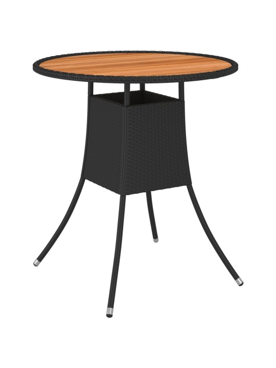 Sodo stalas, juodas, 70cm skersmens, poliratanas ir akacija