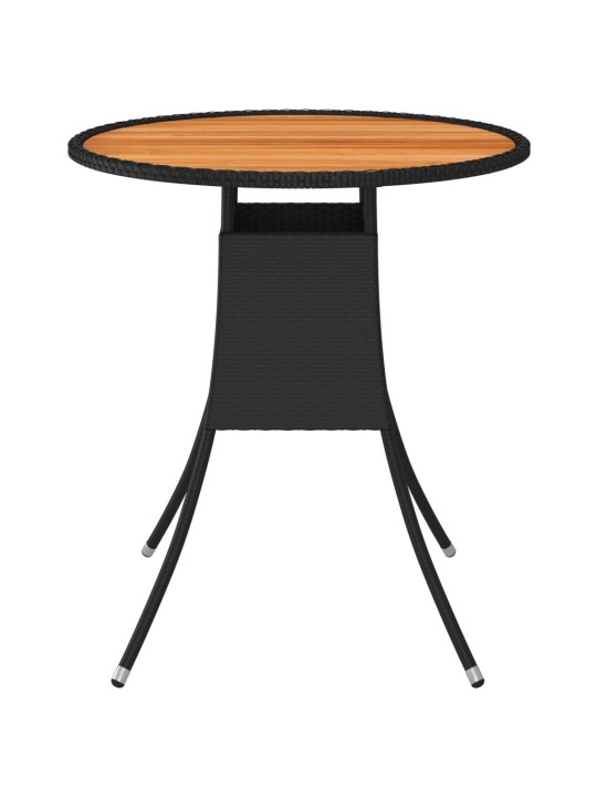 Sodo stalas, juodas, 70cm skersmens, poliratanas ir akacija