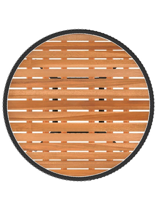 Sodo stalas, juodas, 70cm skersmens, poliratanas ir akacija