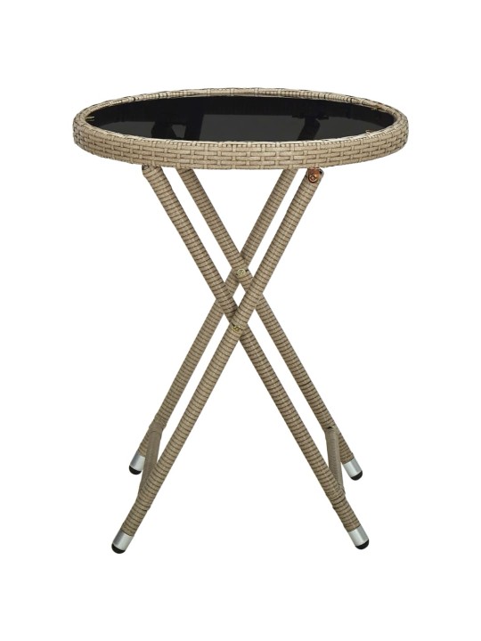 Arbatos staliukas, smėlio, 60cm, poliratanas/grūdintas stiklas