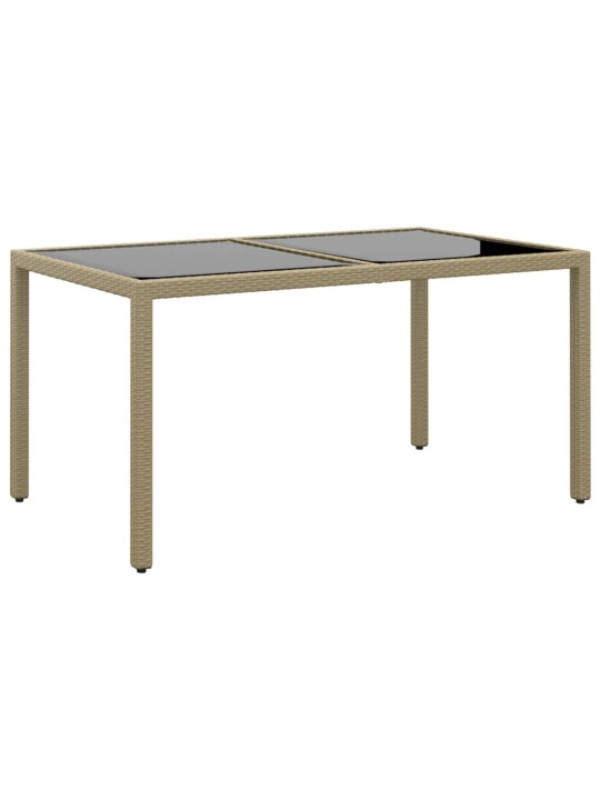 Sodo stalas, smėlio, 150x90x75cm, grūdintas stiklas/poliratanas