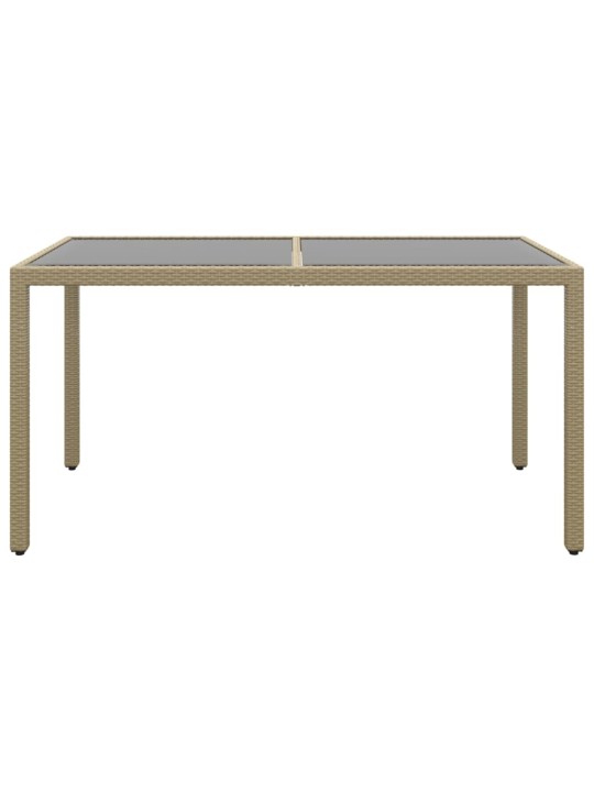 Sodo stalas, smėlio, 150x90x75cm, grūdintas stiklas/poliratanas