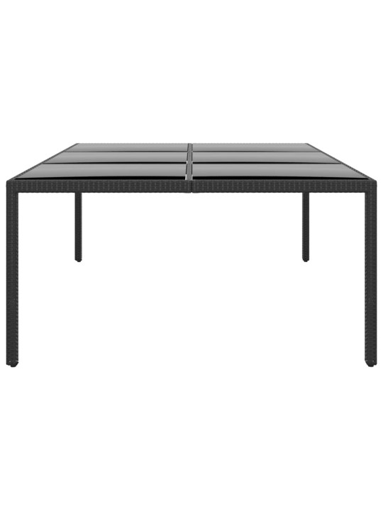 Sodo stalas, juodas, 200x150x75cm, stiklas/poliratanas