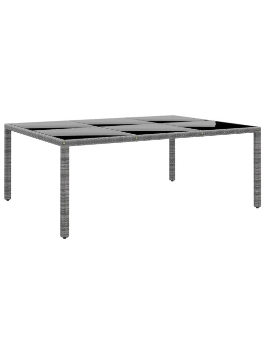 Sodo stalas, pilkas, 200x150x75cm, stiklas/poliratanas