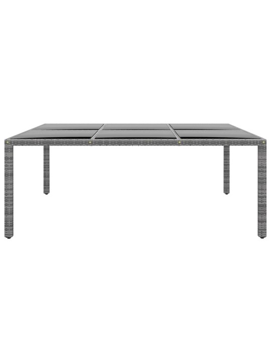 Sodo stalas, pilkas, 200x150x75cm, stiklas/poliratanas