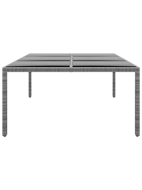 Sodo stalas, pilkas, 200x150x75cm, stiklas/poliratanas