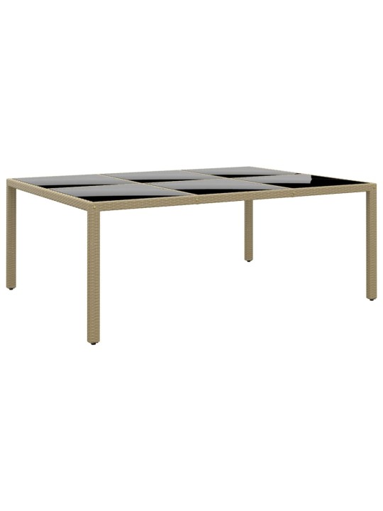 Sodo stalas, smėlio, 200x150x75cm, stiklas/poliratanas