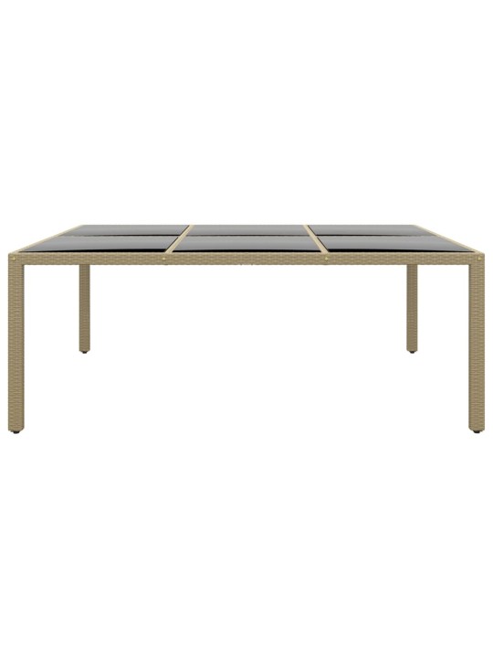 Sodo stalas, smėlio, 200x150x75cm, stiklas/poliratanas
