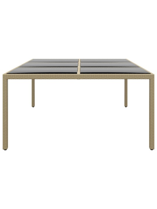 Sodo stalas, smėlio, 200x150x75cm, stiklas/poliratanas