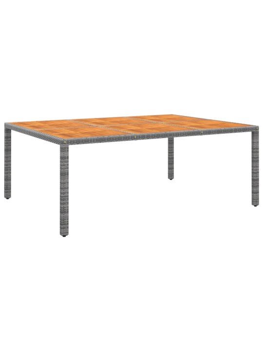 Sodo stalas, pilkas, 200x150x75cm, akacijos mediena/poliratanas