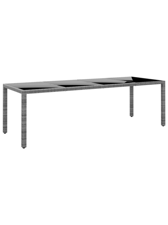 Sodo stalas, pilkas, 250x100x75cm, stiklas ir poliratanas