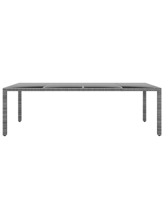 Sodo stalas, pilkas, 250x100x75cm, stiklas ir poliratanas
